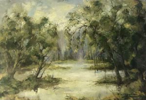 bord de rivière par le célèbre peintre